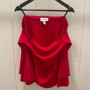 Red Joseph Ribkoff off the shoulder bell sleeve top